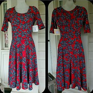 NWT Lularoe Nicole Short Sleeve Jersey drapey  dress floral print